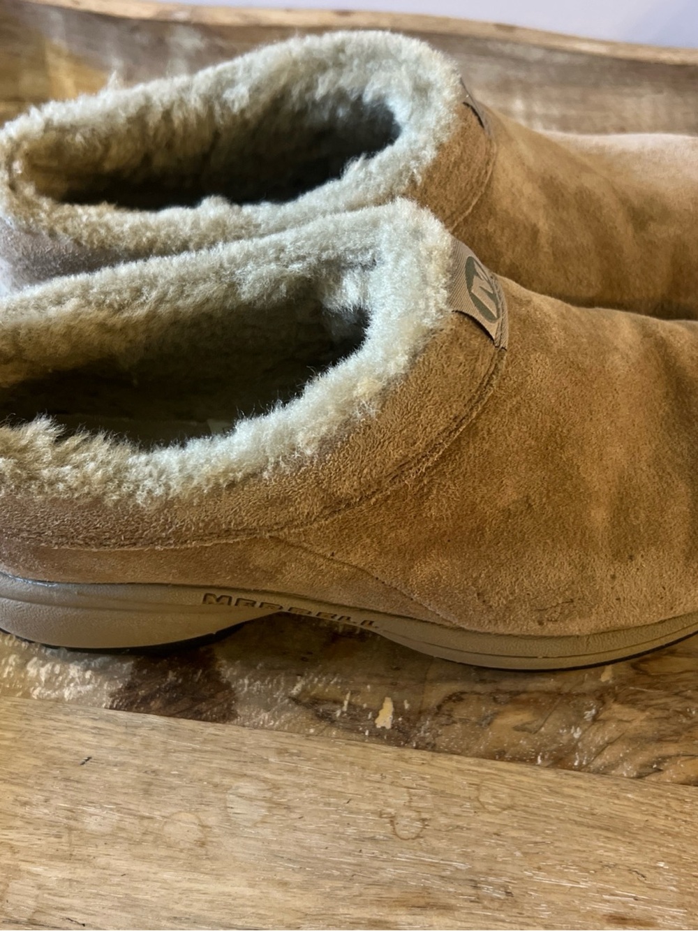 Merrell Women's Tan Suede Slip-On Clog Mules - Picture 3 of 12